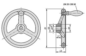 Handräder 
DIN 950 aus Grauguss